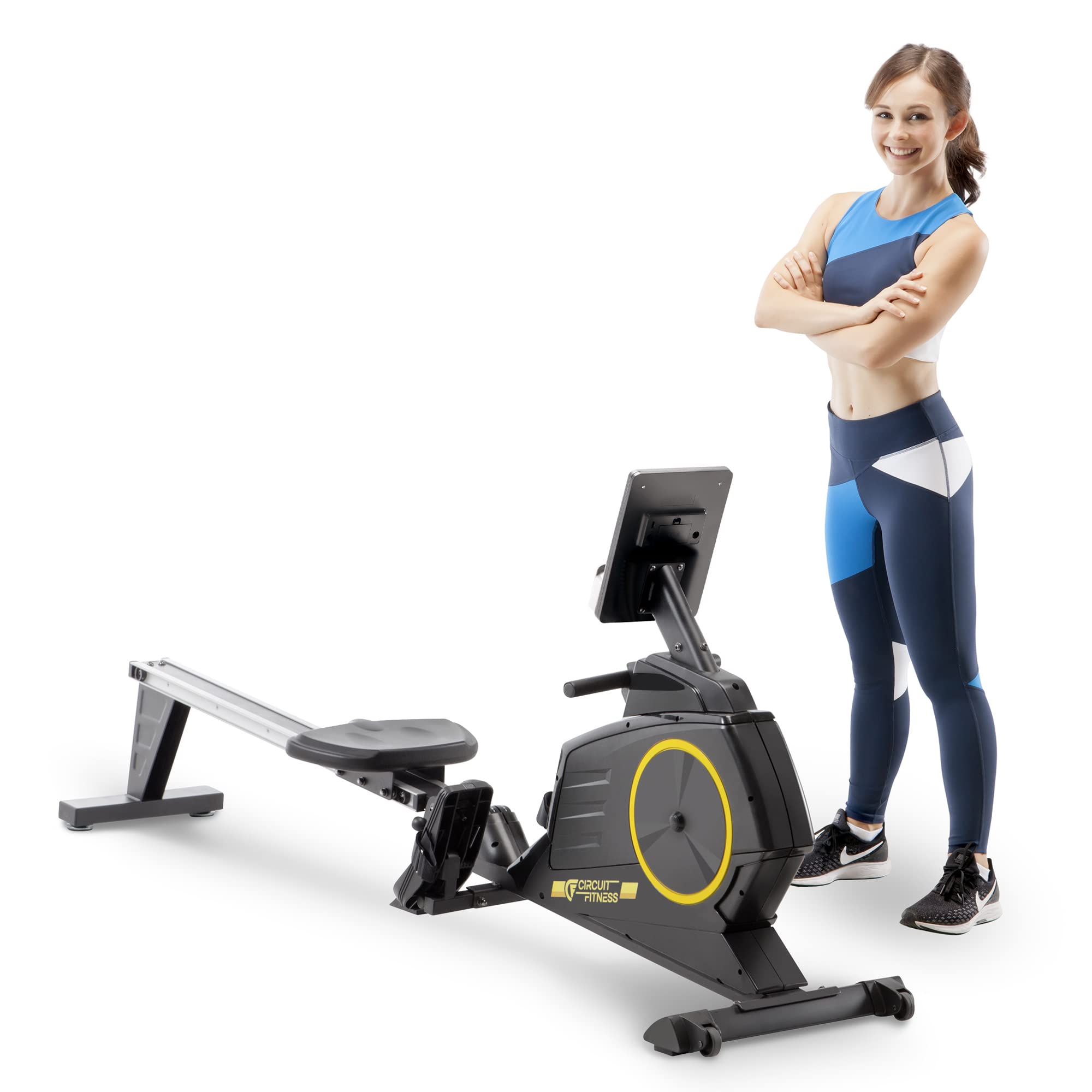 CIRCUIT FITNESS Circuit Fitness Deluxe Foldable Magnetic Rowing Machine with 8 Resistance Settings & Transport Wheels with Bluetooth