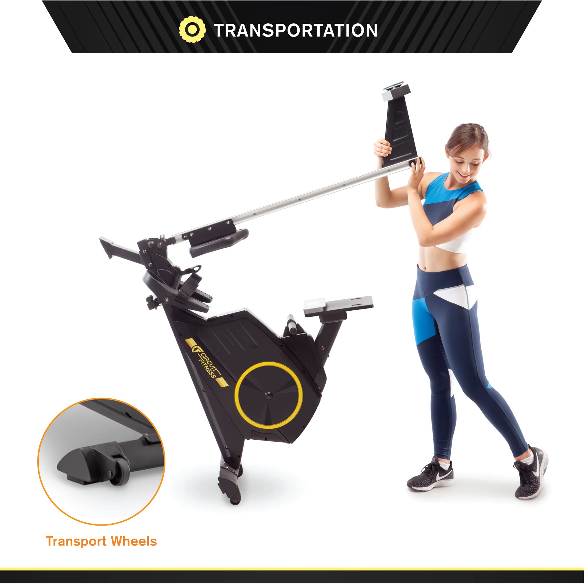 CIRCUIT FITNESS Circuit Fitness Deluxe Foldable Magnetic Rowing Machine with 8 Resistance Settings & Transport Wheels with Bluetooth