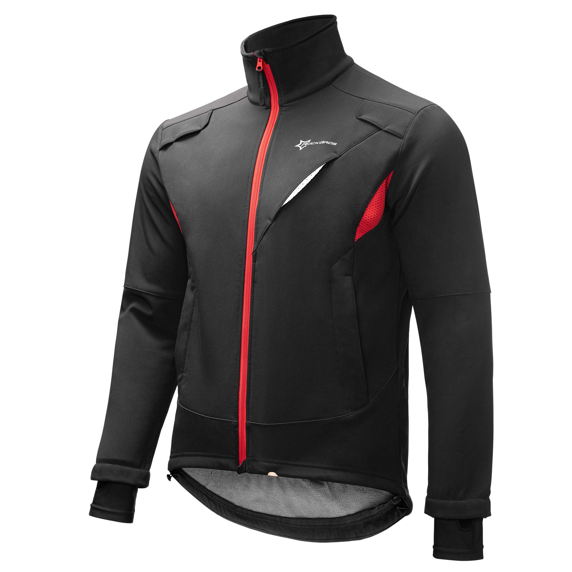 ROCKBROS Winter Cycling Jacket for Men Thermal Fleece Windproof Jacket Running Biking Hiking