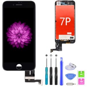 fftopu compatible with iphone 7 plus screen replacement black（5.5‘’）, lcd display & touch screen digitizer frame assembly set with 3d touch free repair tools