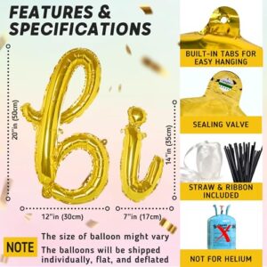 Gold Happy Birthday Balloons Banner | Script/Cursive Gold Letter Balloon Sign for Birthday Party Decor/Decoration | Foil Mylar Happy Birthday Banner (Gold)