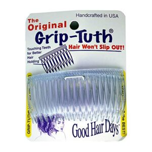 good hair days 3 1/4 inch grip-tuth comb - ice crystal - 2 combs 40817