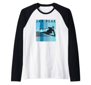 retro jay peak, vermont design - vintage snow ski raglan baseball tee