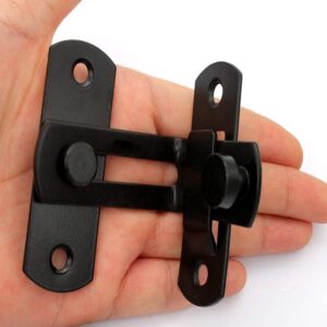 WANLIAN Black 90 Degree Right Angle Lock for Locking Sliding barn Door Locks and latches Satin