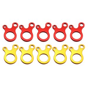 ruiling 10pcs 3 holes camping awning cord rope tensioner guy line runners hook hanger 4.9x2.7cm (red and golden)