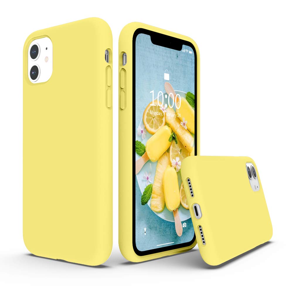 SURPHY Compatible with iPhone 11 Case 6.1 inch, Thickening Design Liquid Silicone Phone Case (with Microfiber Lining) for iPhone 11 2019, Yellow