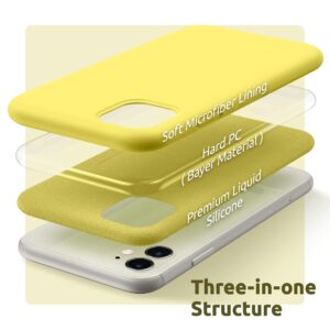 SURPHY Compatible with iPhone 11 Case 6.1 inch, Thickening Design Liquid Silicone Phone Case (with Microfiber Lining) for iPhone 11 2019, Yellow