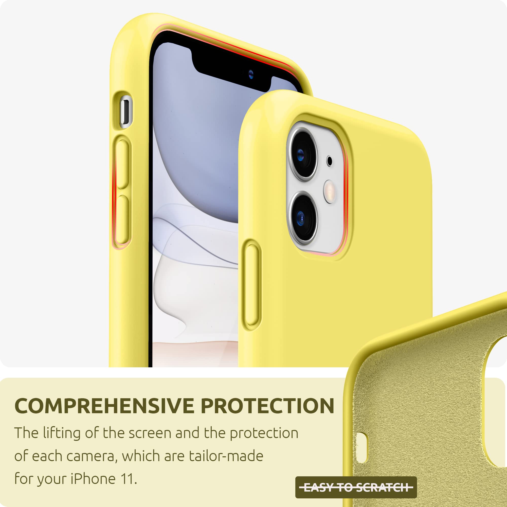 SURPHY Compatible with iPhone 11 Case 6.1 inch, Thickening Design Liquid Silicone Phone Case (with Microfiber Lining) for iPhone 11 2019, Yellow