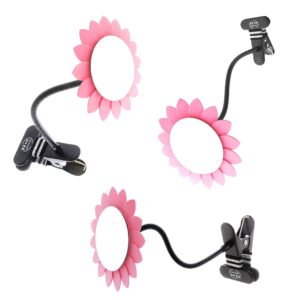 WatchYrBack Clip-On Convex Desk and Cubicle Mirror to See Behind You. Pink Flower Design. Wide Angle View Clear Reflection. Real Glass Mirror. Clip to Monitor and Anywhere up to 2" Thick