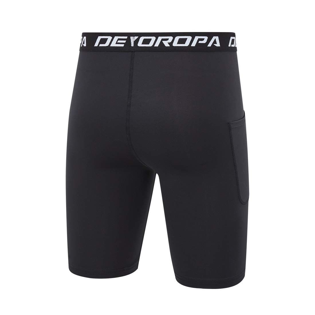 DEVOROPA Youth Boys' Compression Shorts Performance Athletic Base Layers Workout Training Underwear Side Pocket Black/Black M (Pack of 2)