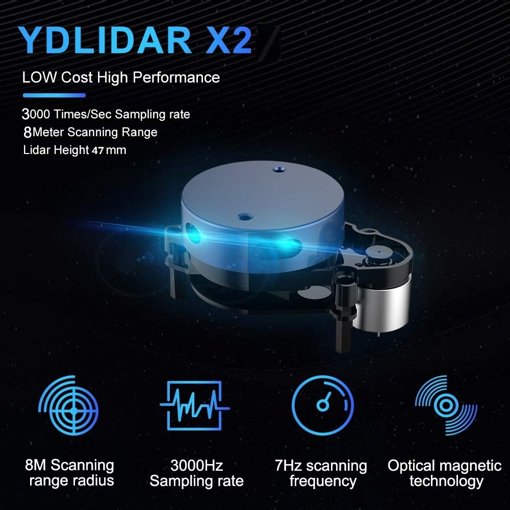 EAI YDLIDAR X2L 360 Degree 2D Laser Range Lidar Sensor 8 Meters Scanning Radius for Obstacle Avoidance and Navigation of Robots