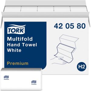 tork multifold hand towel white, premium quality, 250 towels per pack, 12 packs, fits h2 towel dispensers