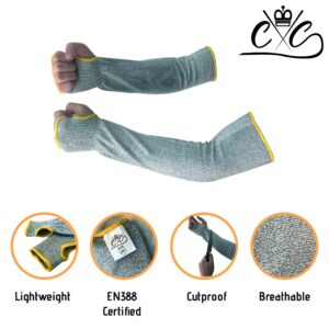 Cut Resistant Sleeves Arm Protectors for Thin Skin and Bruising | Arm Protection Sleeves Level 5 Protection | Protective Arm Guards | Lighter Than Kevlar Sleeves | Thumb Slot UV-Protection Safety Gear