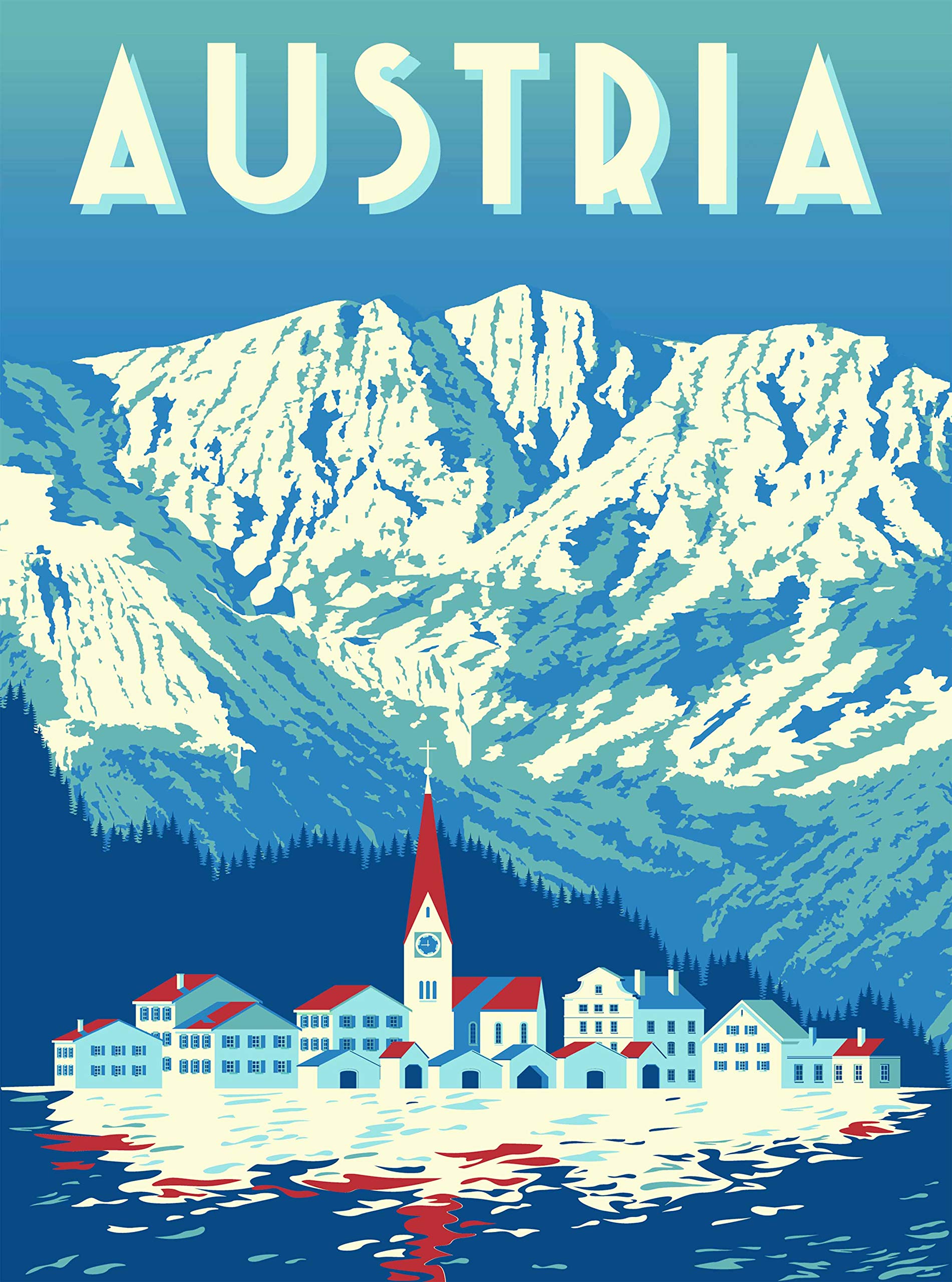 Innsbruck Austria Austrian Snow Ski Winter Europe European Retro Travel Home Collectible Wall Decor Art Poster Print. 10 x 13.5 inches