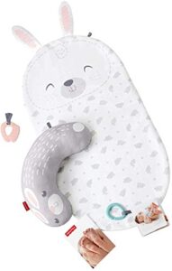 fisher-price baby bunny massage set, newborn playmat, tummy time wedge, and soothing massage guide for newborn babies from birth & up
