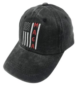 unisex make america maga great again vintage adjustable baseball cap denim dad hat (one size, embroidered black)