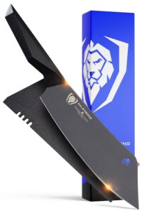 dalstrong hybrid cleaver & chef knife - 8 inch - 'the crixus' - shadow black series - razor sharp black titanium nitride coated - high carbon 7cr17mov-x vacuum treated steel - sheath - nsf certified