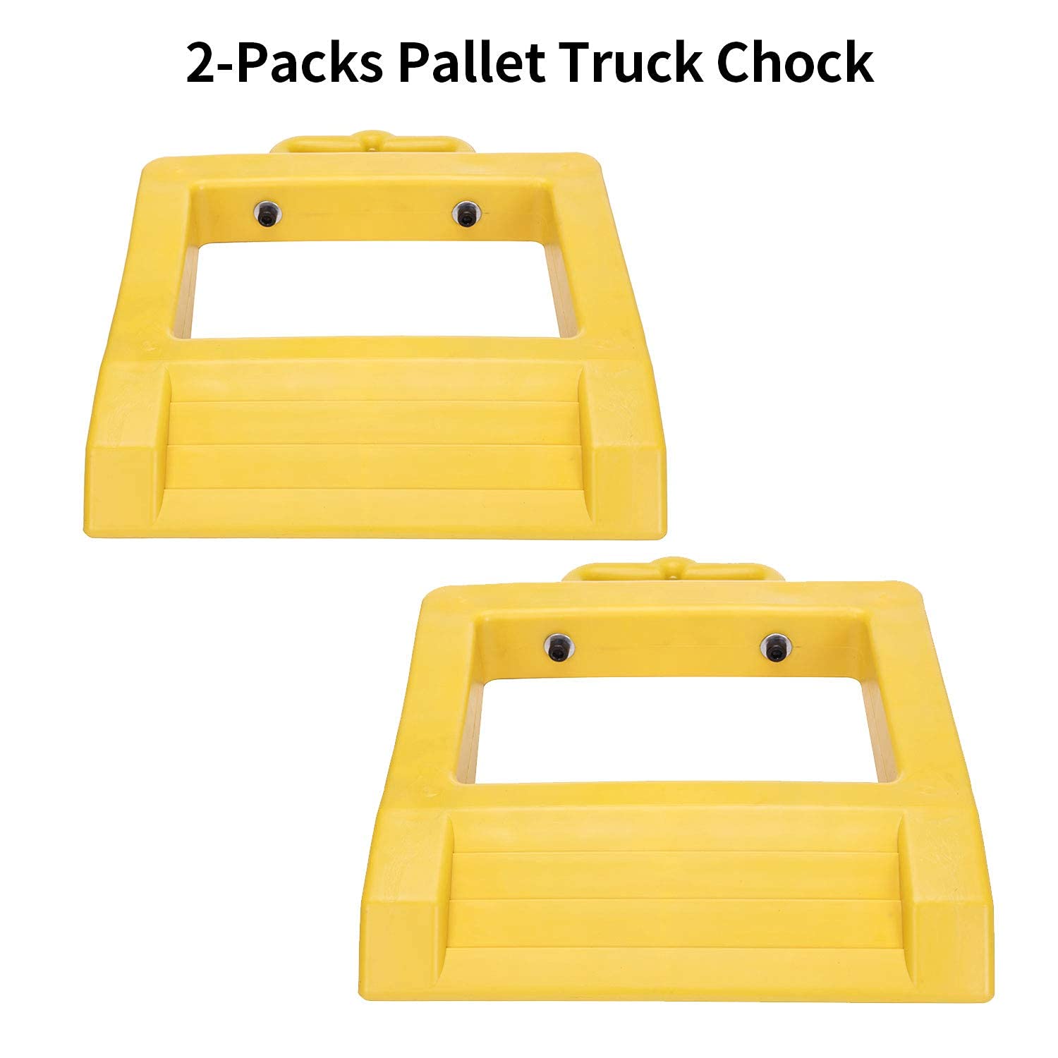 Homeon Wheels Pallet Truck Chock Heavy Duty Pallet Jack Stopper 14.2" Length x 11.6" Width x 2" Height 2 Pack(Yellow)