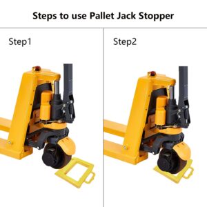 Homeon Wheels Pallet Truck Chock Heavy Duty Pallet Jack Stopper 14.2" Length x 11.6" Width x 2" Height 2 Pack(Yellow)