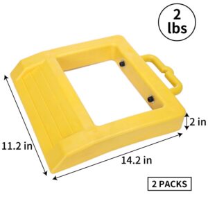 Homeon Wheels Pallet Truck Chock Heavy Duty Pallet Jack Stopper 14.2" Length x 11.6" Width x 2" Height 2 Pack(Yellow)