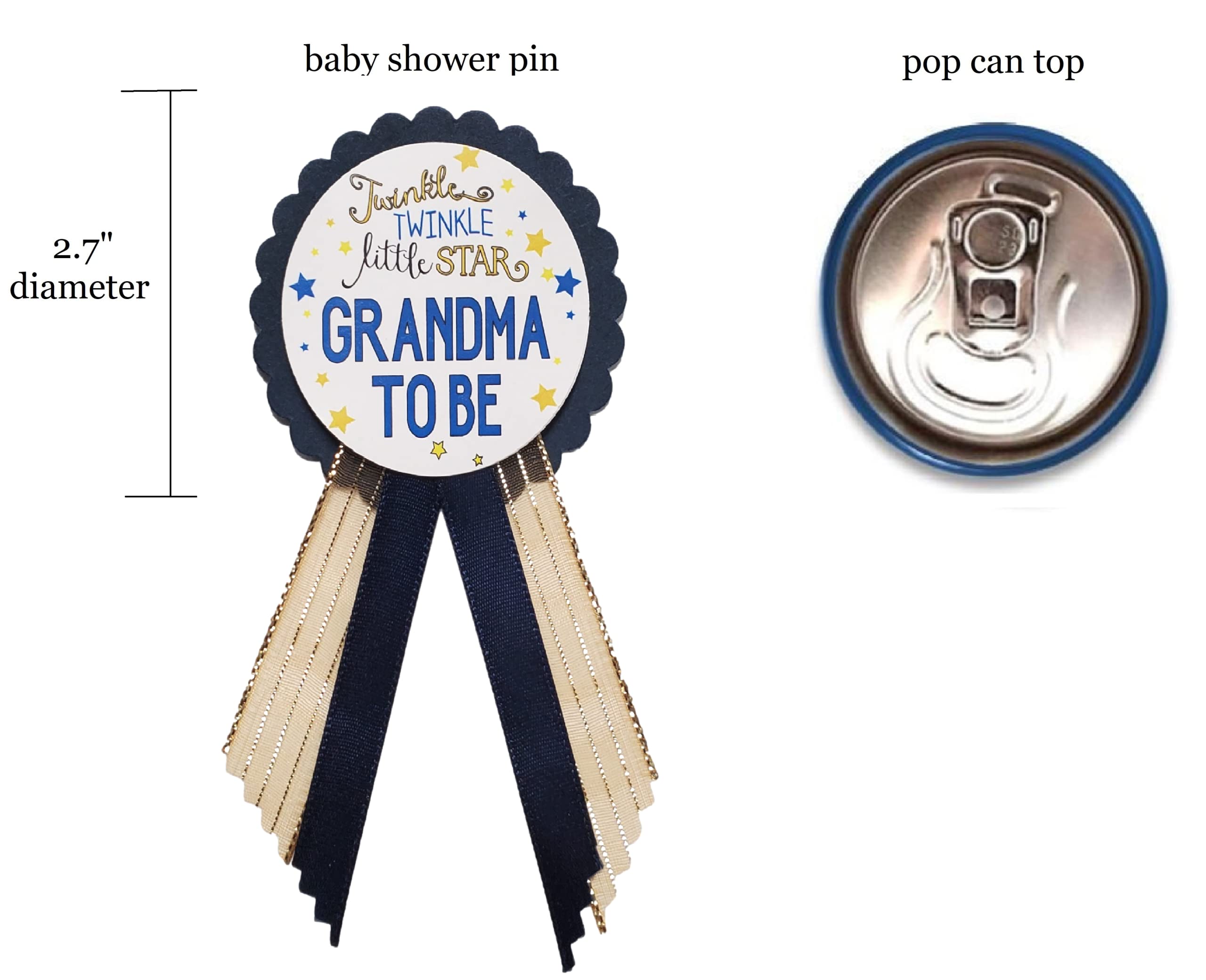 Grandma to Be Pin Twinkle Little Star Baby Shower Pin for Nona to wear, Navy & Gold, It's a Girl, It's a Boy Baby Sprinkle