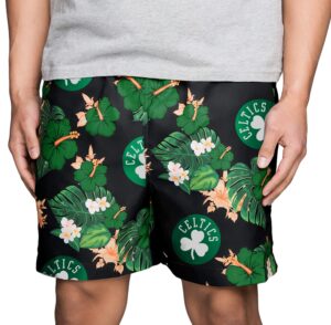 foco nba boston celtics mens team logo floral hawaiian swim suit trunksteam logo floral hawaiian swim suit trunks, team color, l/ 31' - 33'