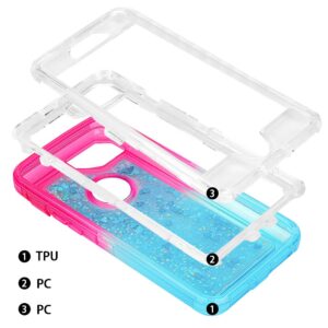 MAXCURY Case for iPhone SE 2022 (3rd Gen) & SE Case 2020 2nd, iPhone 7/8 Defender Phone Case for Women, Girl's Bling Liquid Quicksand Heavy Duty Shockproof Cover for iPhone 6/6s (Pink/Blue)