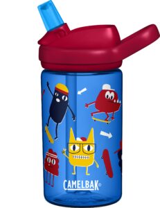 camelbak eddy+ kids bpa-free water bottle with straw, 14oz, skate monsters (2282402040)