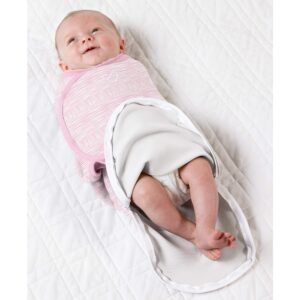 SwaddleMe Natural Position 2-in-1 Swaddle with Easy Change Zipper - Size Small/Medium, 0-3 Months, 1-Pack (Sugar Stripes )