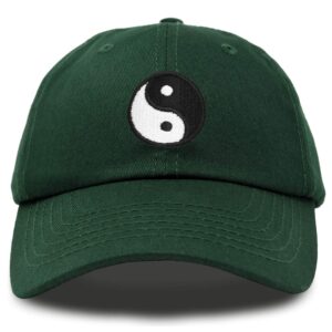 DALIX Ying Yang Dad Hat Baseball Cap Zen Peace Balance Philosophy in Dark Green