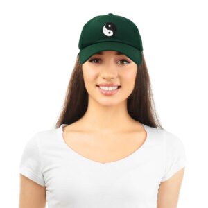 DALIX Ying Yang Dad Hat Baseball Cap Zen Peace Balance Philosophy in Dark Green