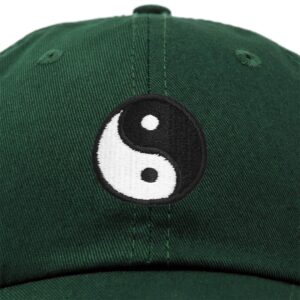 DALIX Ying Yang Dad Hat Baseball Cap Zen Peace Balance Philosophy in Dark Green