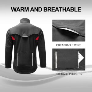 ROCKBROS Winter Cycling Jacket for Men Thermal Fleece Windproof Jacket Running Biking Hiking