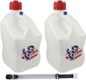 vp racing fuels 5-gallon square motorsport utility container patriotic with 14" standard hose (2 pack)
