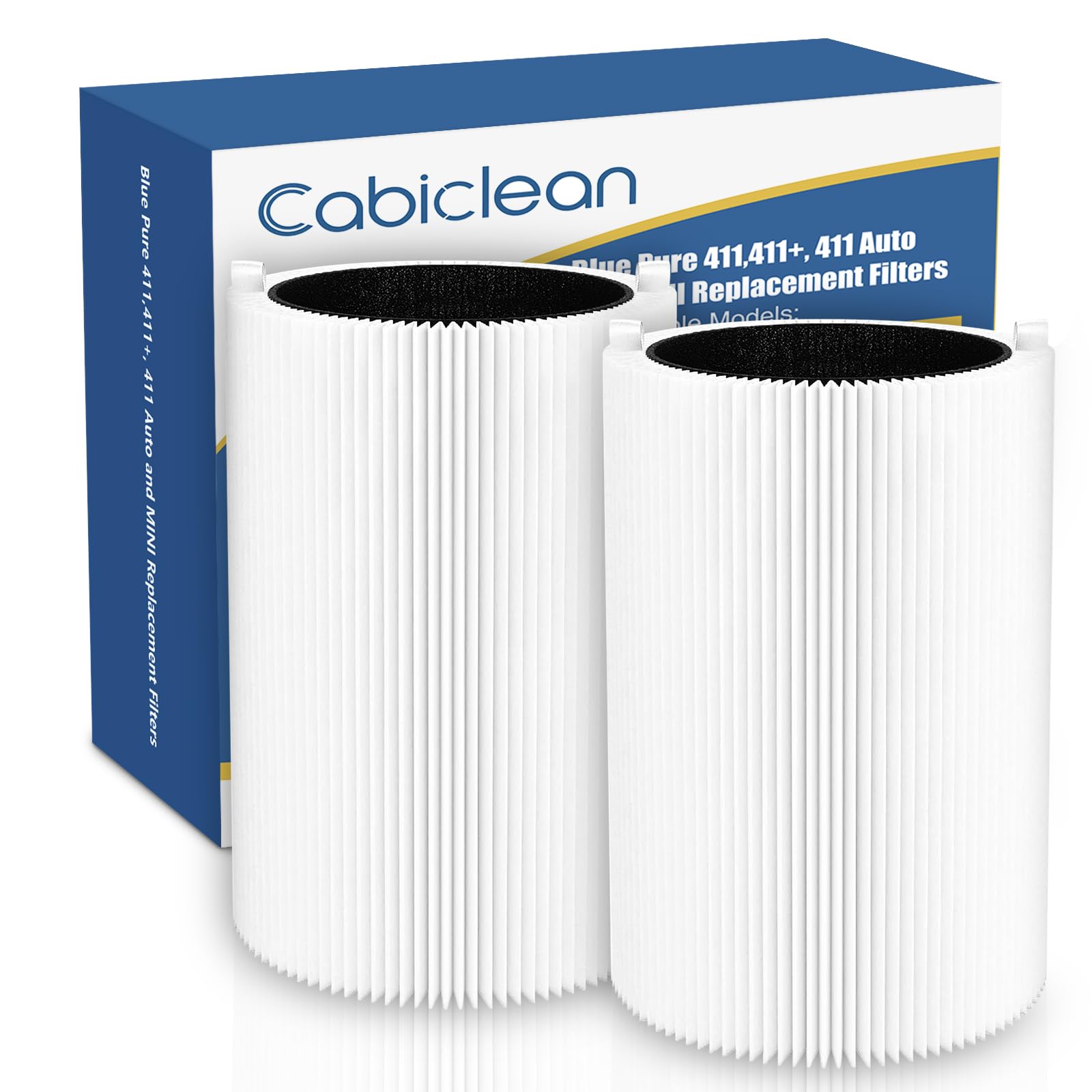 Cabiclean 2 Packs of Blue Pure 411 Replacement Filters for Blueair Blue Pure 411, 411+ and Mini Air Purifier.