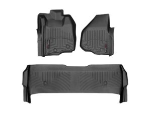 weathertech custom fit floorliners for ford super duty - 1st & 2nd row (449601v-443052v), black