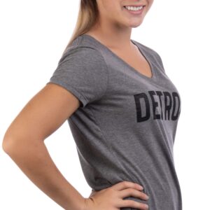 Ann Arbor T-shirt Co. Detroit | Classic Retro City Navy Detroiter 313 Cool Michigan Women V-Neck T-Shirt Top-(GreyV,XL)