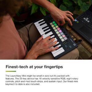 Novation Launchkey Mini [MK3] — Portable 25-Key, USB, MIDI Keyboard Controller with DAW Integration, Chord Mode, and Arpeggiator — for Music Production