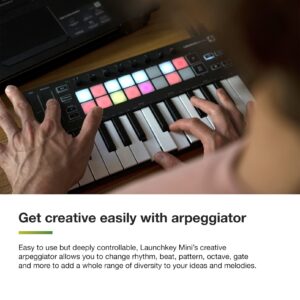 Novation Launchkey Mini [MK3] — Portable 25-Key, USB, MIDI Keyboard Controller with DAW Integration, Chord Mode, and Arpeggiator — for Music Production