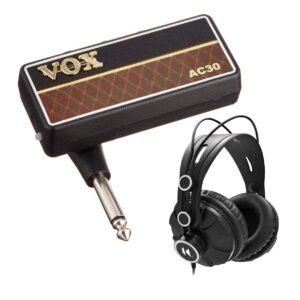 vox ap2ac amplug 2 ac30 guitar headphone amplifier bundle with studio closed back over-ear headphones (2 items)