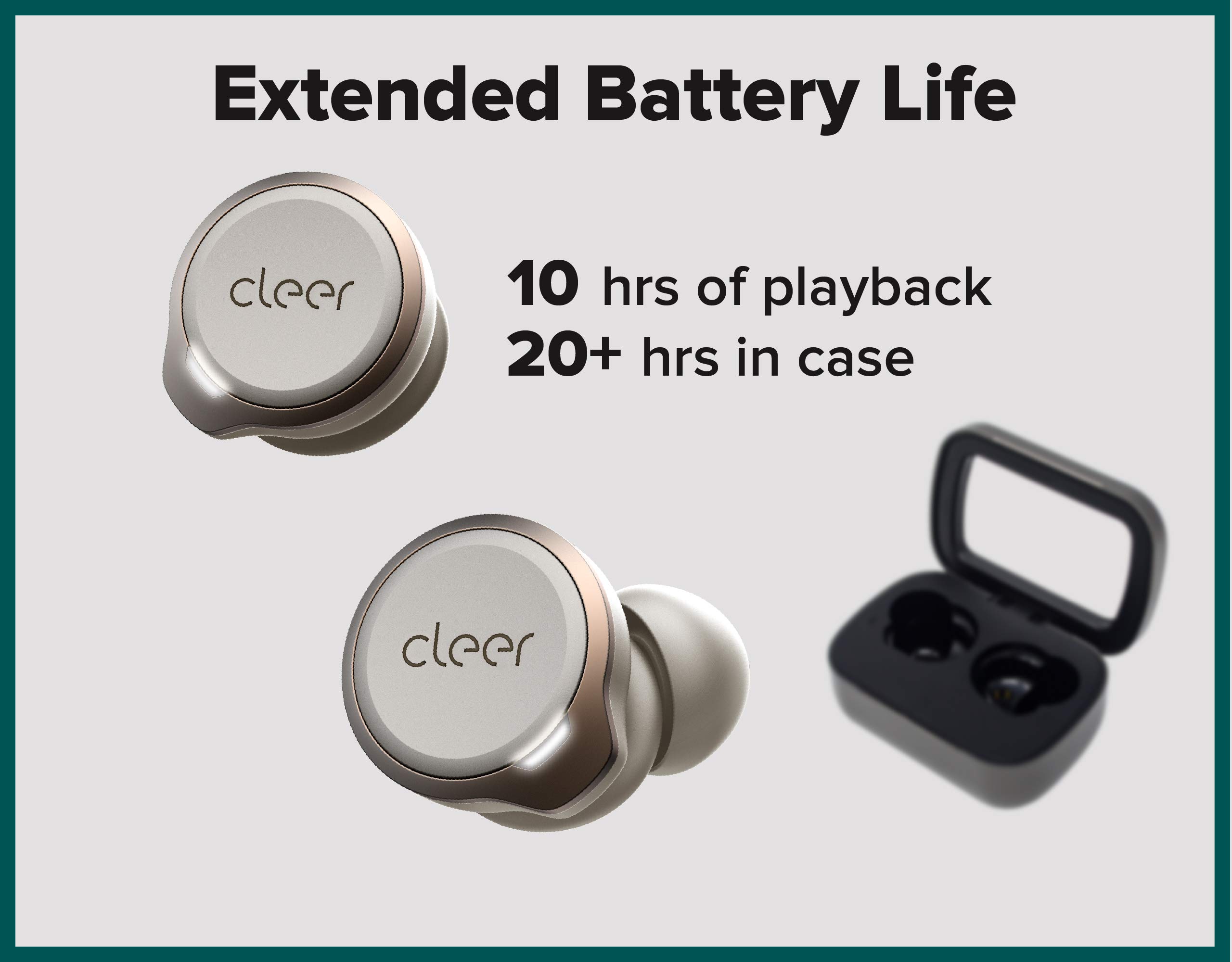 Cleer Audio Ally Plus, True Wireless Hybrid Noise Cancelling Earbuds with 30 Hour Battery, Water Resistant, Music & Calls (Warm Grey)