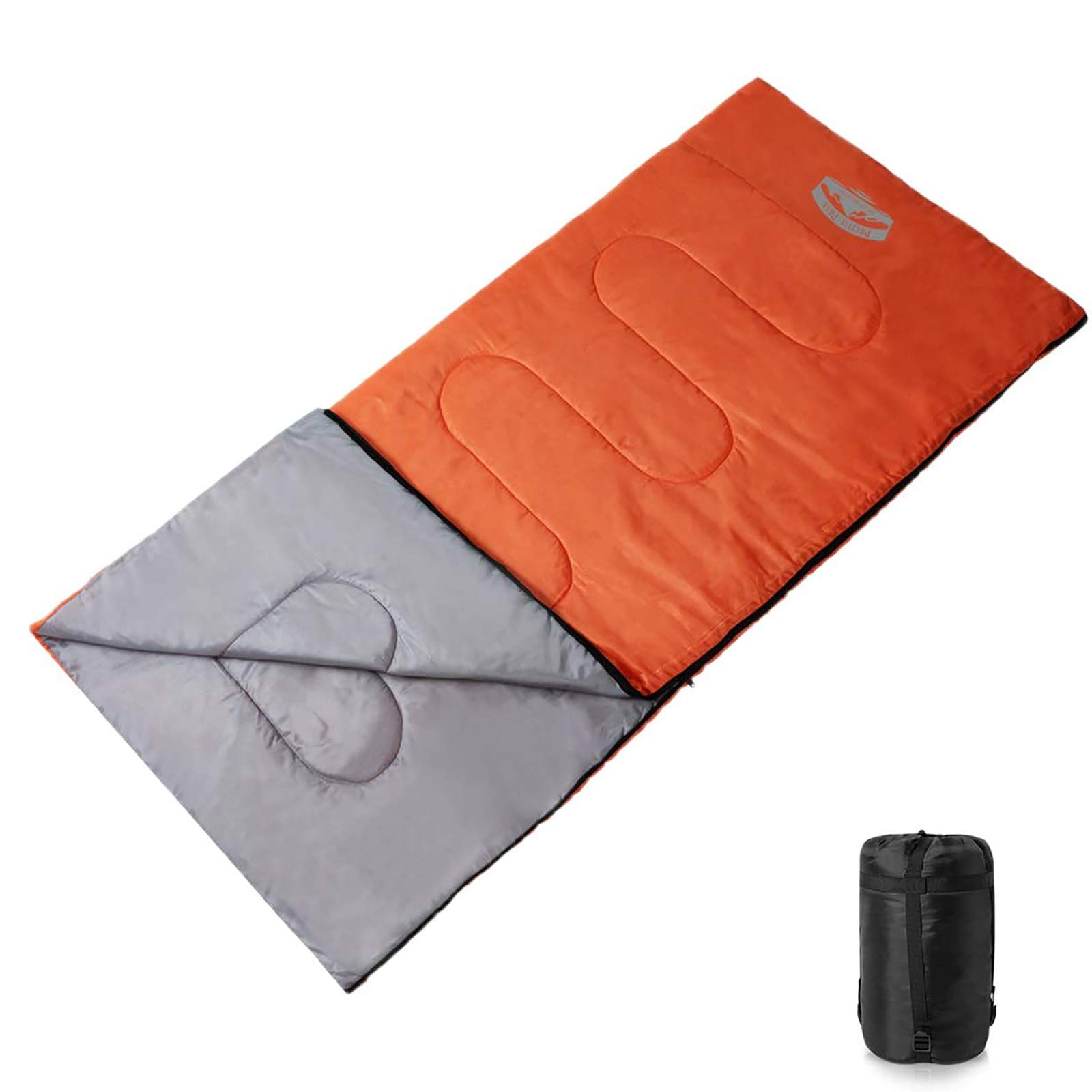 Pacific Pass 50F Synthetic Sleeping Bag with Compression Stuff Sack - Adult Size - Orange