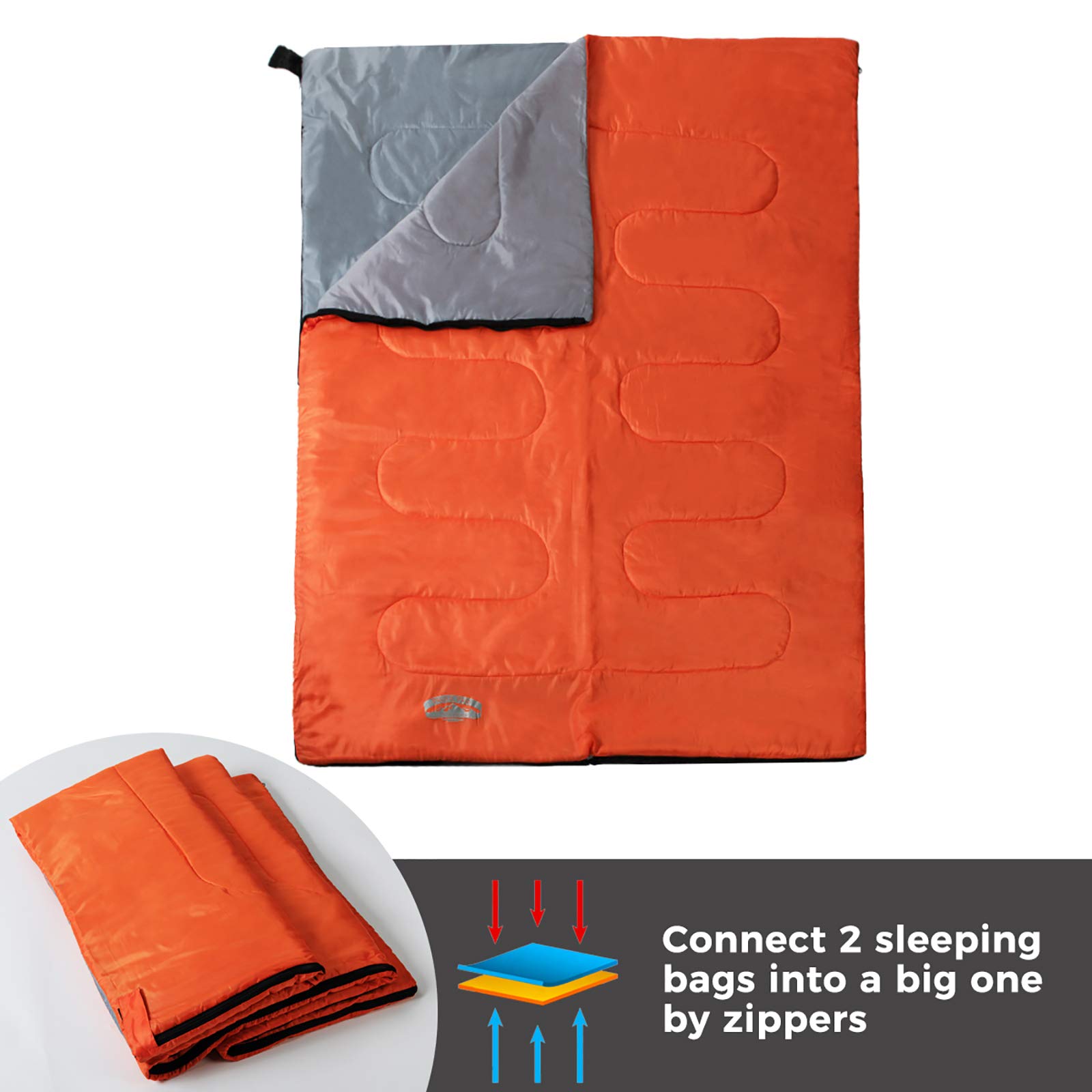 Pacific Pass 50F Synthetic Sleeping Bag with Compression Stuff Sack - Adult Size - Orange