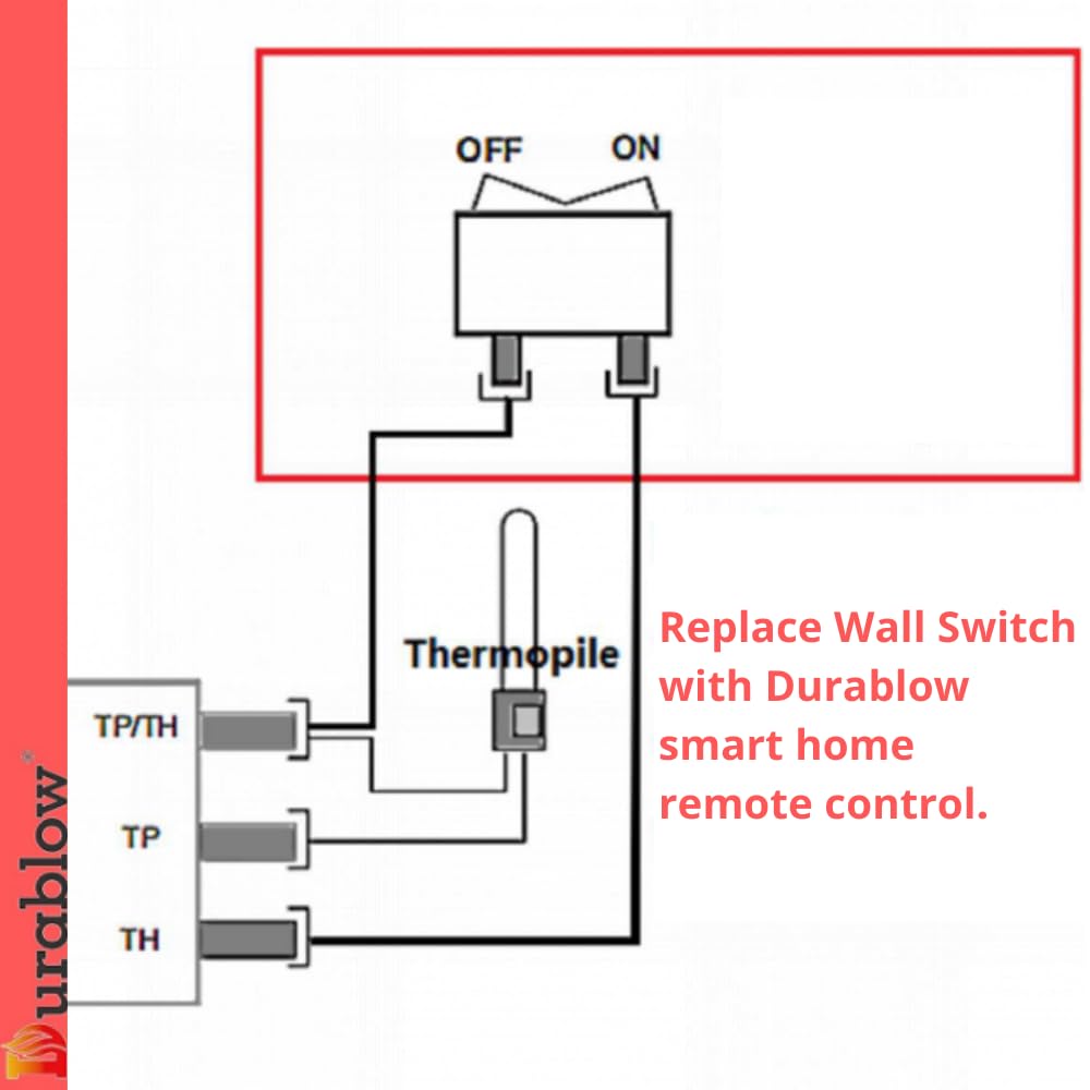 Durablow SH3001-RH WiFi Gas Fireplace Remote Control for Millivolt Valve, IPI, Smart Home, Works with Amazon Alexa, Google Home, Samsung SmartThings, IFTTT, Siri, WiFi On/Off Remote Handset + Timer