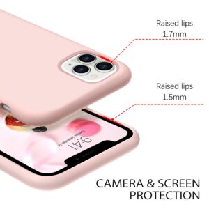 DUEDUE Case for iPhone 11 Pro Case, Liquid Silicone Soft Gel Rubber Slim Cover with Microfiber Cloth Lining Cushion Shockproof Full Body Protective Case for iPhone 11 Pro 5.8" 2019,Pink Sand