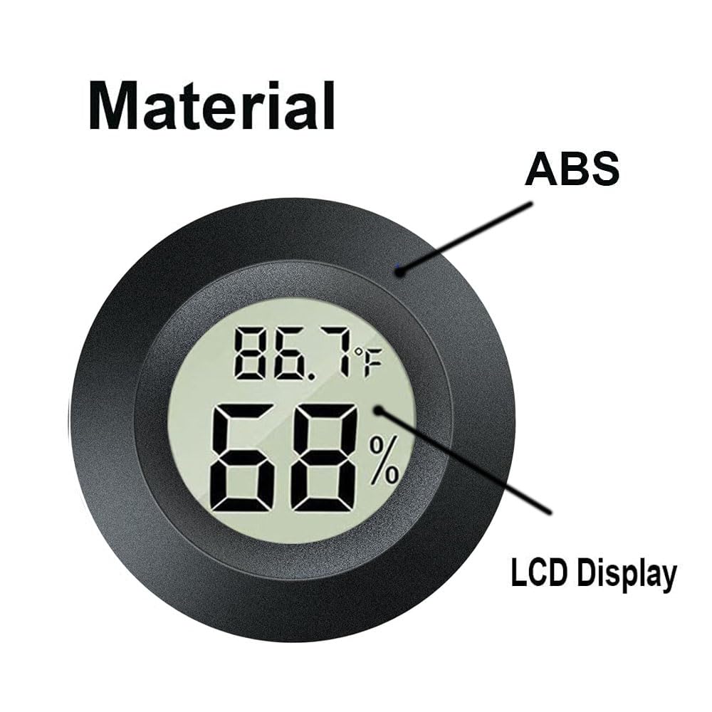 Meggsi 2 Pack Mini Digital Hygrometer Gauge Indoor Thermometer, LCD Monitor Temperature Outdoor Humidity Meter for Greenhouse Jars Incubators Guitar Case, Fahrenheit (℉) or Celsius(℃)