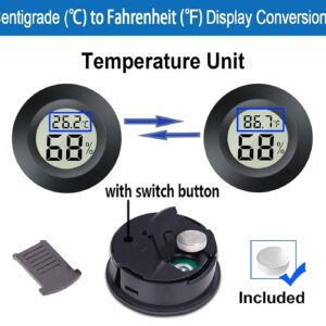 Meggsi 2 Pack Mini Digital Hygrometer Gauge Indoor Thermometer, LCD Monitor Temperature Outdoor Humidity Meter for Greenhouse Jars Incubators Guitar Case, Fahrenheit (℉) or Celsius(℃)