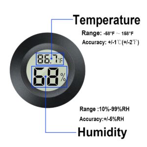 Meggsi 2 Pack Mini Digital Hygrometer Gauge Indoor Thermometer, LCD Monitor Temperature Outdoor Humidity Meter for Greenhouse Jars Incubators Guitar Case, Fahrenheit (℉) or Celsius(℃)