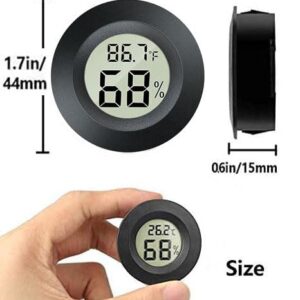 Meggsi 2 Pack Mini Digital Hygrometer Gauge Indoor Thermometer, LCD Monitor Temperature Outdoor Humidity Meter for Greenhouse Jars Incubators Guitar Case, Fahrenheit (℉) or Celsius(℃)