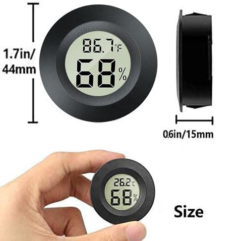 Meggsi 2 Pack Mini Digital Hygrometer Gauge Indoor Thermometer, LCD Monitor Temperature Outdoor Humidity Meter for Greenhouse Jars Incubators Guitar Case, Fahrenheit (℉) or Celsius(℃)